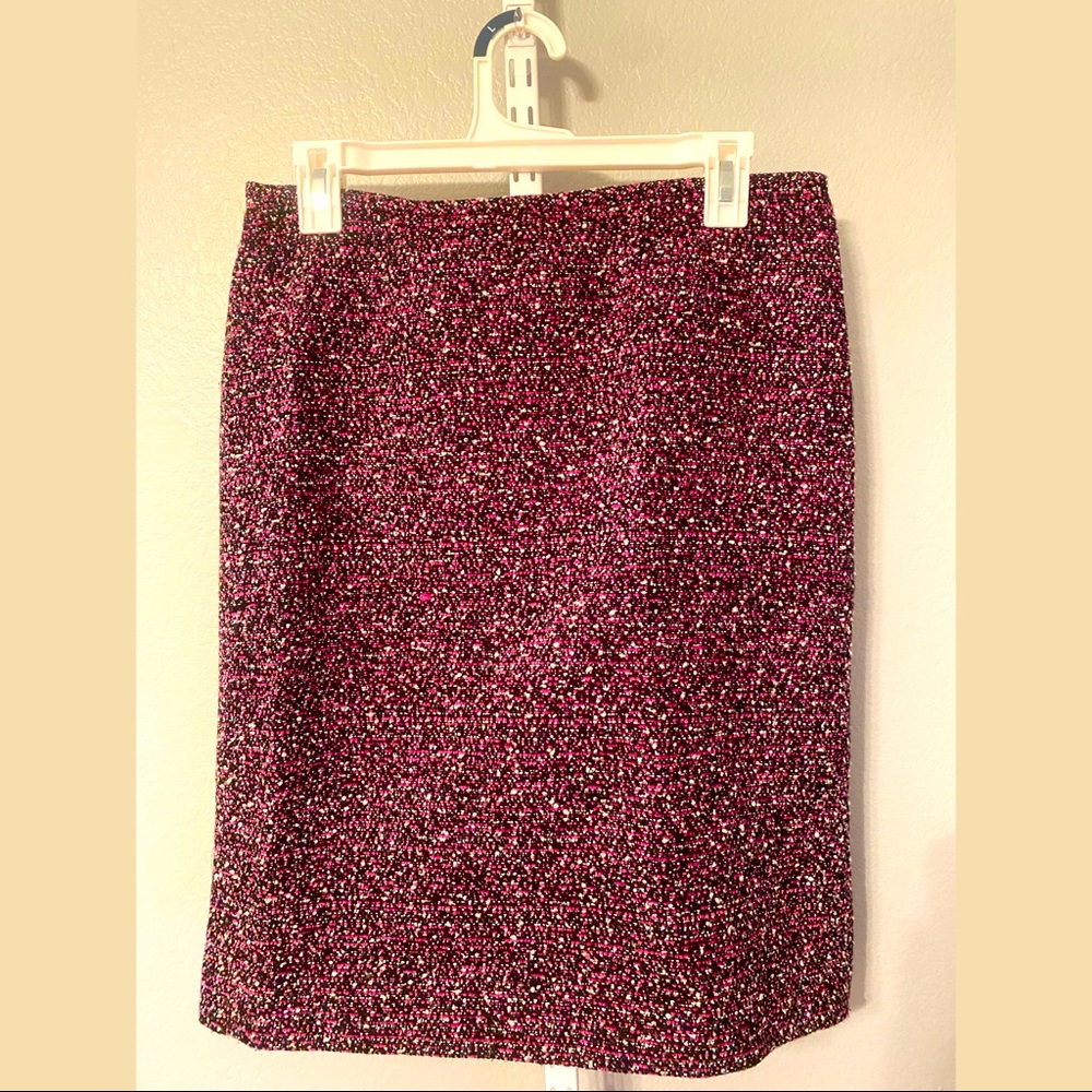 Black Pink and White Tweed Calvin Klein pencil skirt with lining work wear